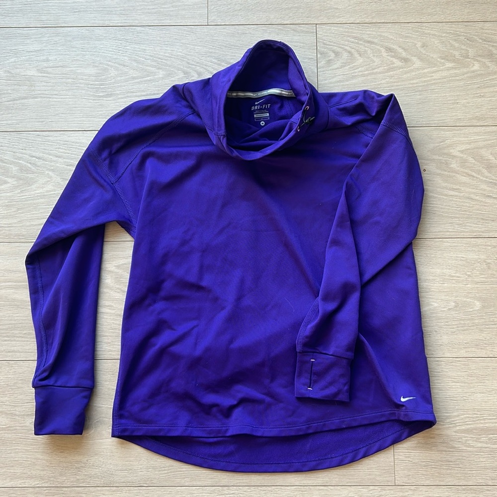 Bright purple Nike cowl neck athletic sweatshirt - size M